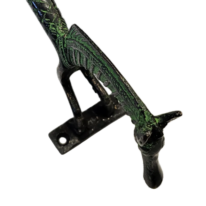 Horse Design Green Patina Brass Handle on a white background