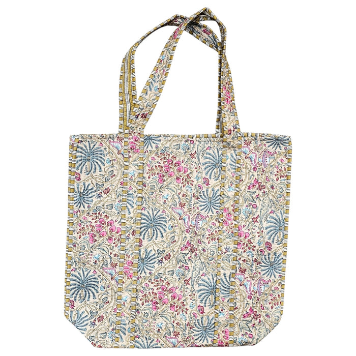 Indian Palm Quilted Cotton Tote Bag against a plain white background