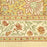 Golden turmeric hand-block printed cotton tablecloth with terracotta floral vines and sage green accents showing the border design.