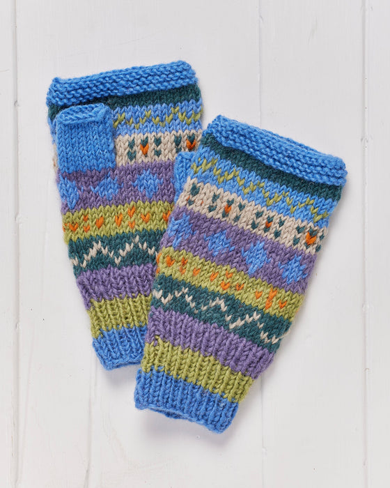 A pair of hand knitted Kantega Handwarmers