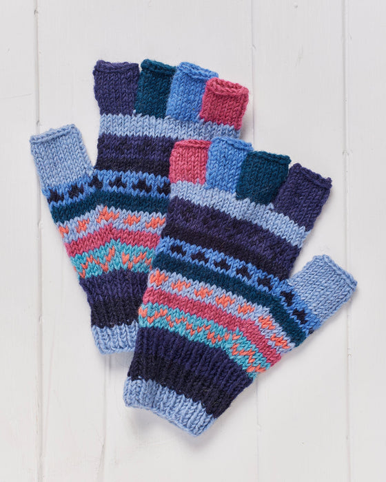 A pair of hand knitted Lamjura Fingerless Gloves.
