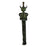 A green namaste figure  brass handle, depicted in a standing position with hands raised and fingers extended on a white background