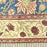 Dusky indigo slate hand-block printed cotton tablecloth with Terracotta-rust, warm peach-cream, and soft sage-celadon botanicals.  Border design