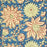 Dusky indigo slate hand-block printed cotton tablecloth with Terracotta-rust, warm peach-cream, and soft sage-celadon botanicals.  Close up picture.
