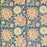 Dusky indigo slate hand-block printed cotton tablecloth with Terracotta-rust, warm peach-cream, and soft sage-celadon botanicals.  Central panel design.