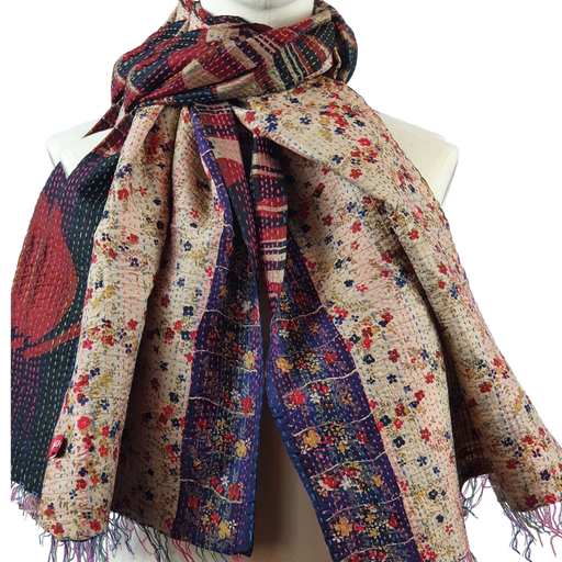 Reversible Silk Kantha Scarf