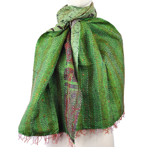 Reversible Silk Kantha Scarf