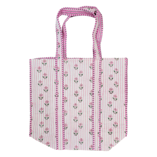 Quilted Block Print Tote Bag - Punk Stripes