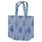 Quilted Block Print Tote Bag - Blue Stripey Floral