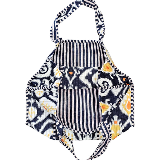 Quilted Block Print Tote Bag - Navy Blue Paisley