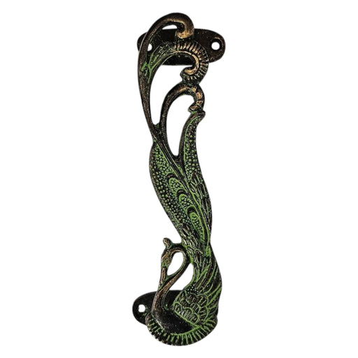 Large Green Peacock Brass Handle