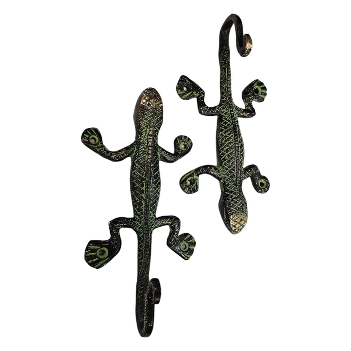 Green Gecko Brass Hook