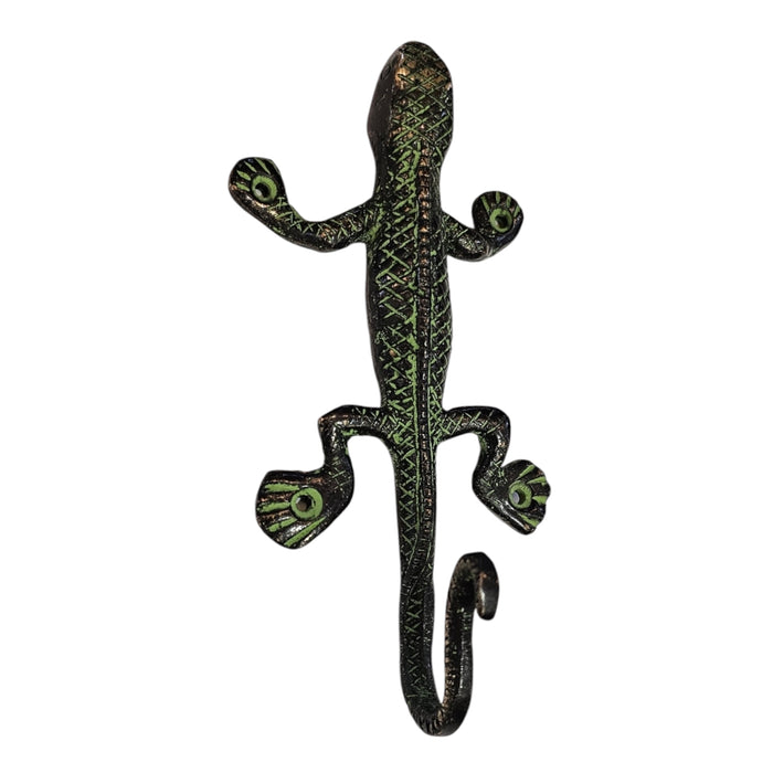 Green Gecko Brass Hook