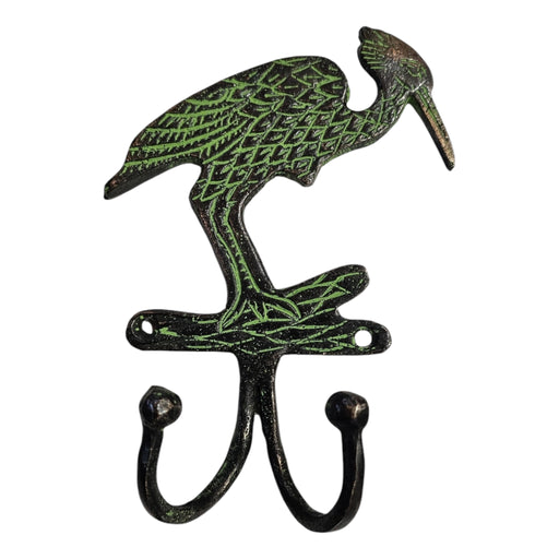 Green Heron Brass Double Hook