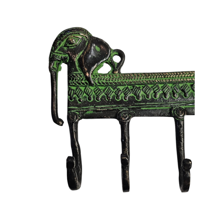 Green Elephant Brass Five Hook