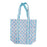 Quilted Block Print Tote Bag - Turquoise Running Flower