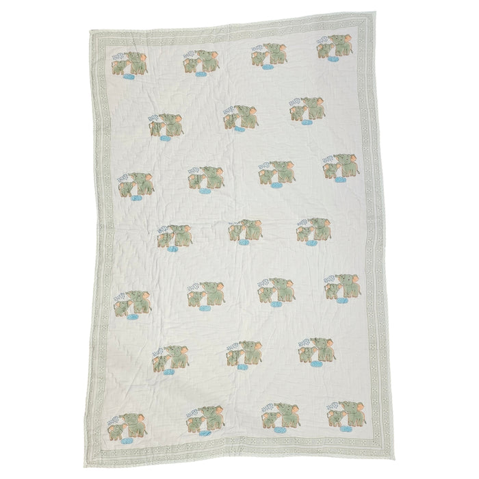 Green Elephant Baby Quilt