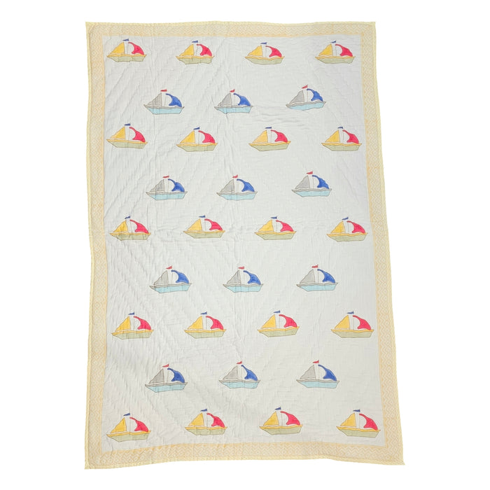 Yellow Sail Boat Baby Quilt