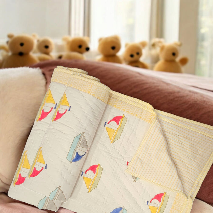 Yellow Sail Boat Baby Quilt