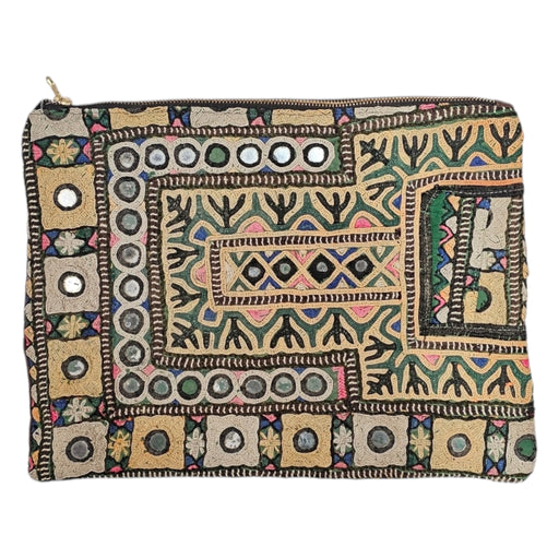 Vintage Banjara Embroidered Textile Pouch With Zipper