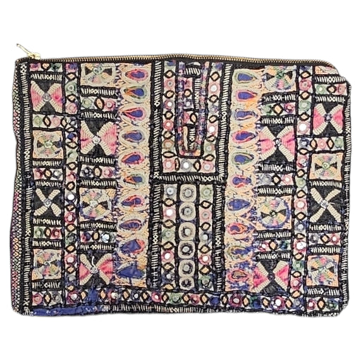 Vintage Banjara Embroidered Textile Pouch With Zipper