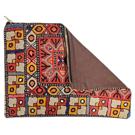 Vintage Banjara Embroidered Textile Pouch With Zipper