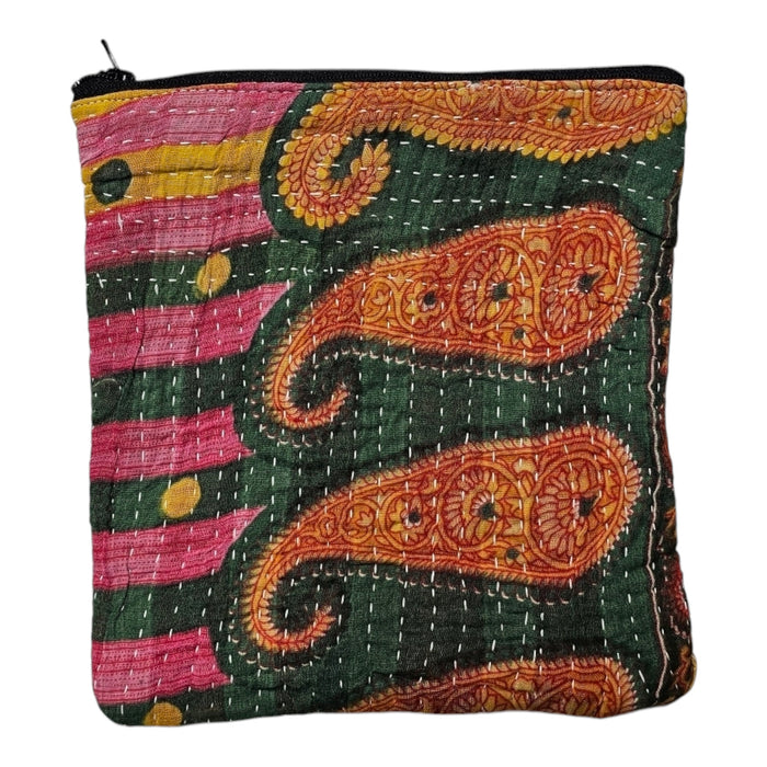 Cotton Kantha Zipped Pouch