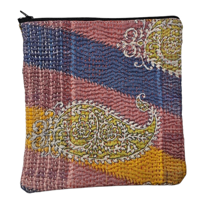 Cotton Kantha Zipped Pouch