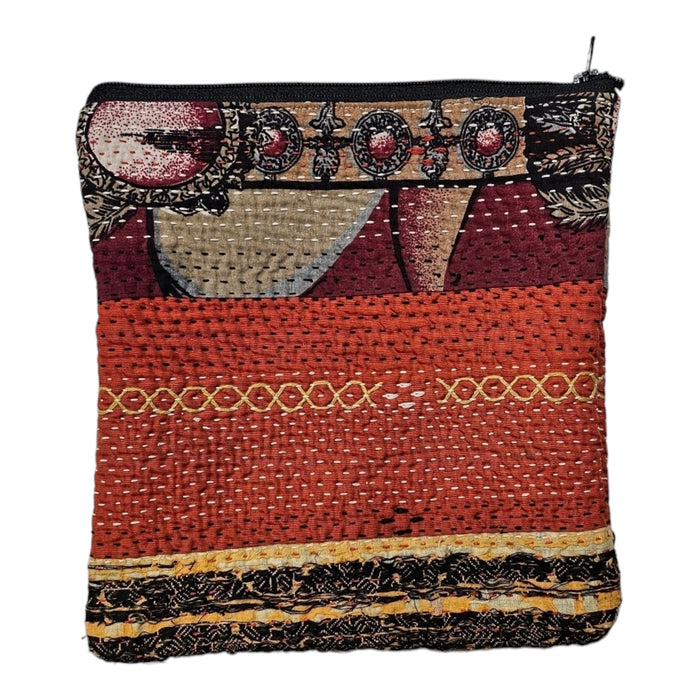 Cotton Kantha Zipped Pouch