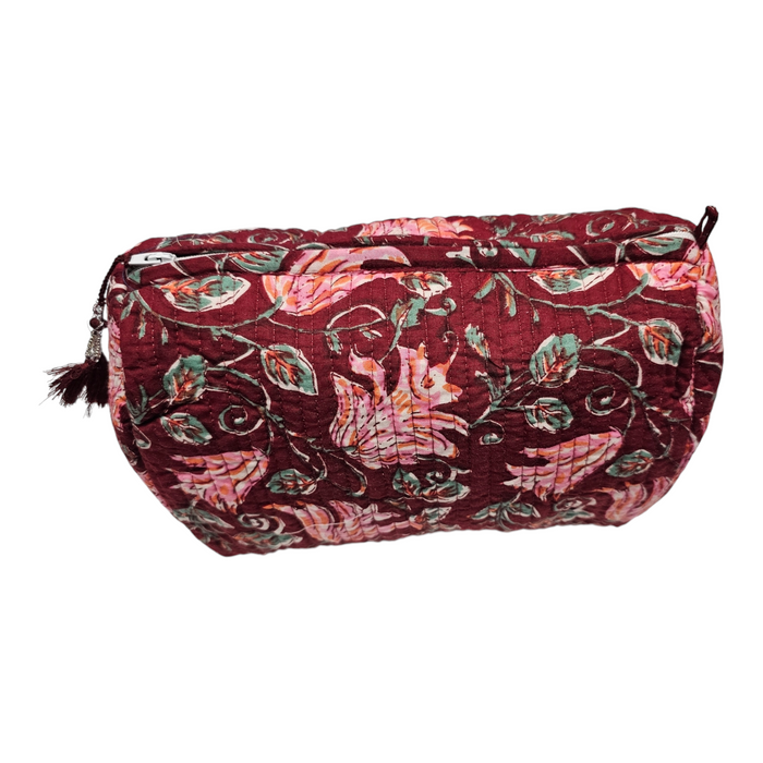 Block Print Wash Bag Cardinal Pink