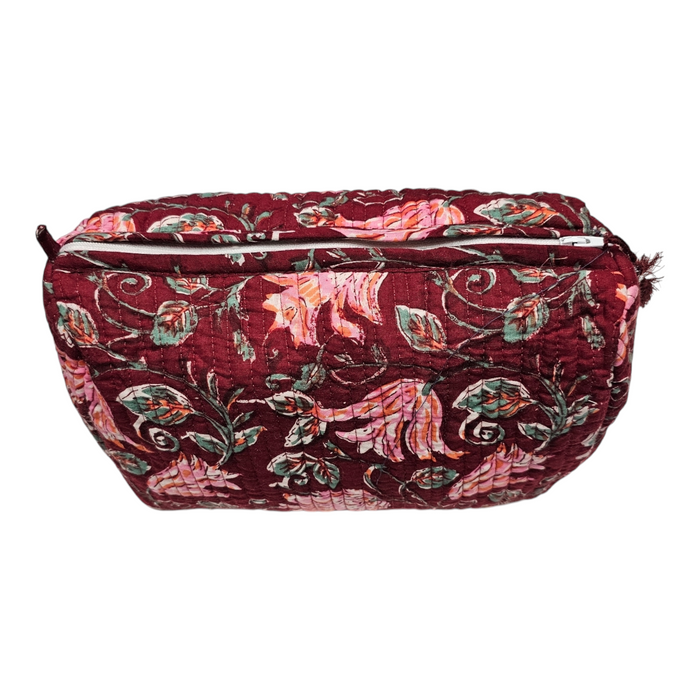 Block Print Wash Bag Cardinal Pink