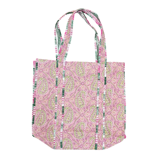 Quilted Block Print Tote Bag - Cafe Palim