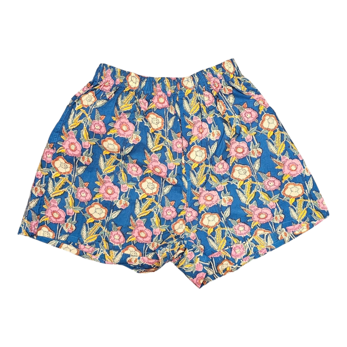 Block Print Cotton Boxer Shorts Sea Meadow