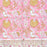 Floral patterned fabric with gold and white flowers on a pink background
