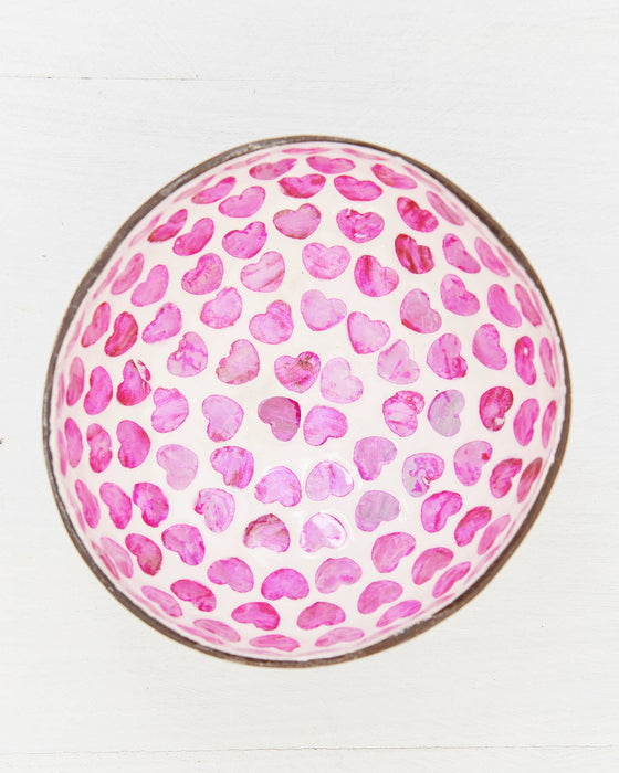 Pink Shell Hearts Coconut Bowl