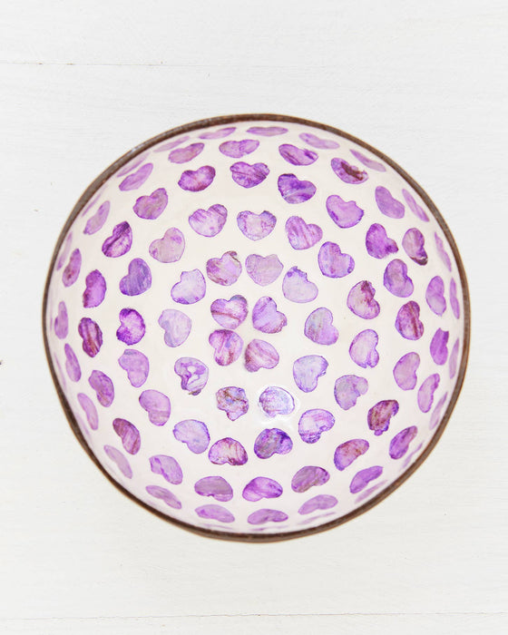 Purple Shell Hearts Coconut Bowl