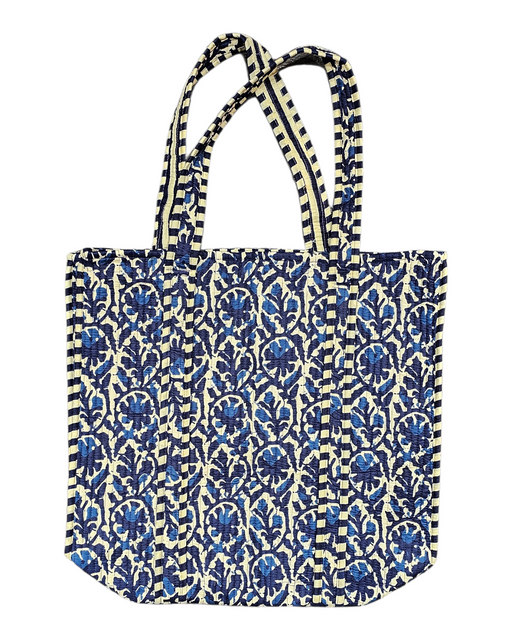 Quilted Cotton Tote Bag - Deep Blue
