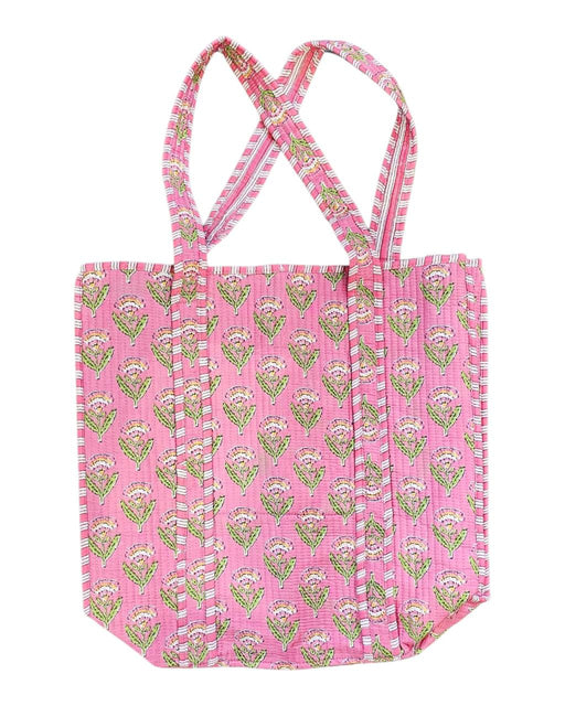 Quilted Cotton Tote Bag - Rosie Pink