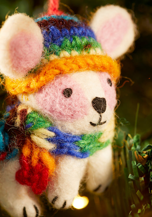 Rabbit in Rainbow Knitted Wool Hat 2