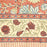 Terracotta rust and slate blue hand-block printed botanical themed cotton tablecloth with ticking-stripe edge - detailing the border.