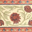 Terracotta rust and slate blue hand-block printed botanical themed cotton tablecloth showing a close up shot of the border.