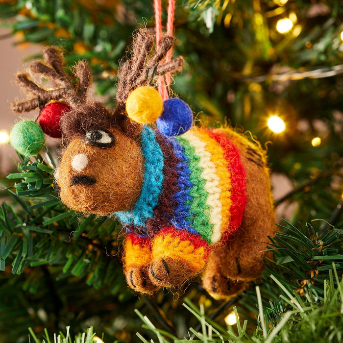 Reindeer in Rainbow Knitted Wool Jumper