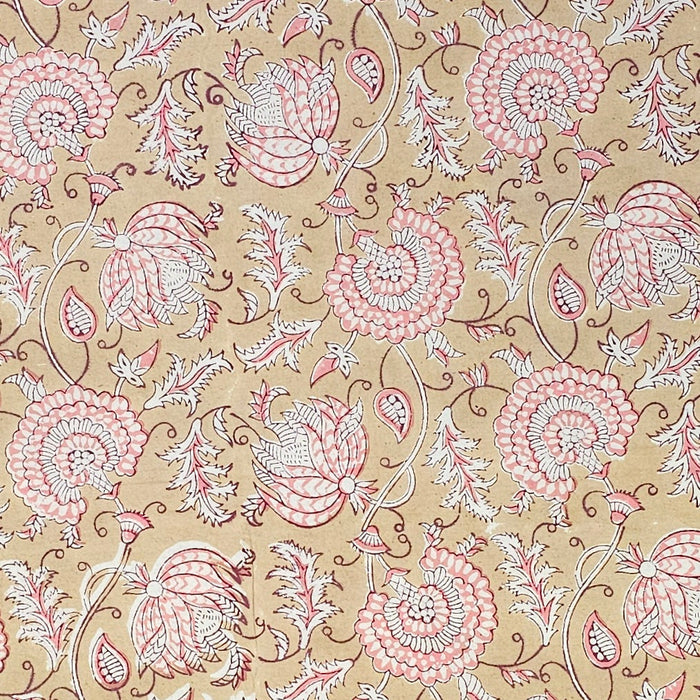 Hand Block Printed Cotton Tablecloth | Sand & Rose | 6-Seater