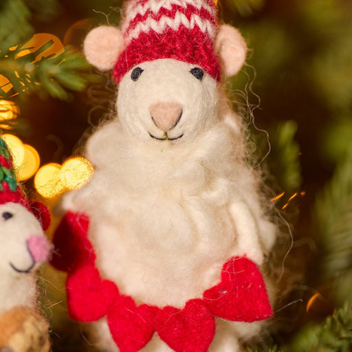 Christmas Sheep Decoration with Red Heart Frill