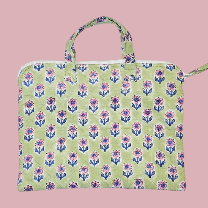 Block Printed Laptop Bag | Green Buti Design