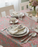 Pink Lily Block Print Tablecloth | 6-Seater