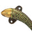close up of a vintage style brass fish cabinet pull on a white background