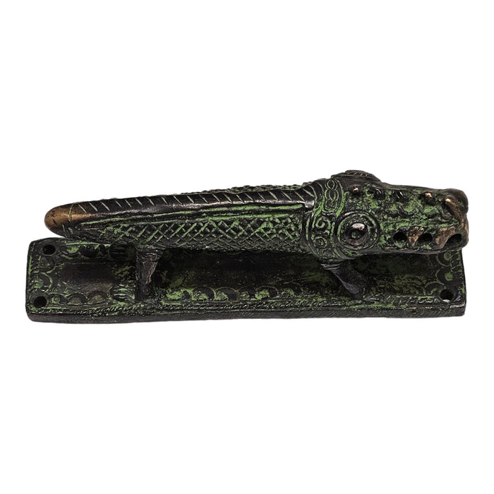 Green Crocodile Brass Handle