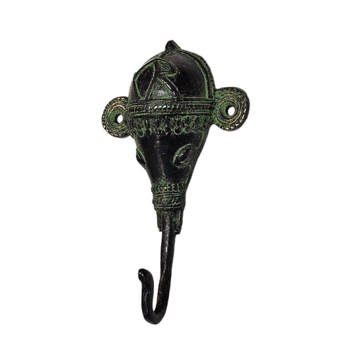 Green Elephant Head Brass Hook