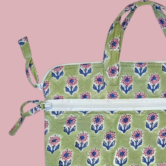 Block Printed Laptop Bag | Green Buti Design